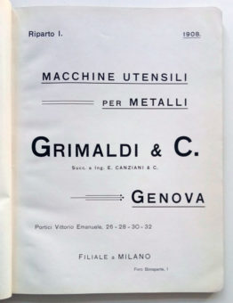 Grimaldi Macchine utensili per metalli 1908
